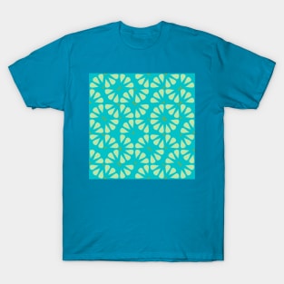 Teal Vintage Checkered Flowers T-Shirt